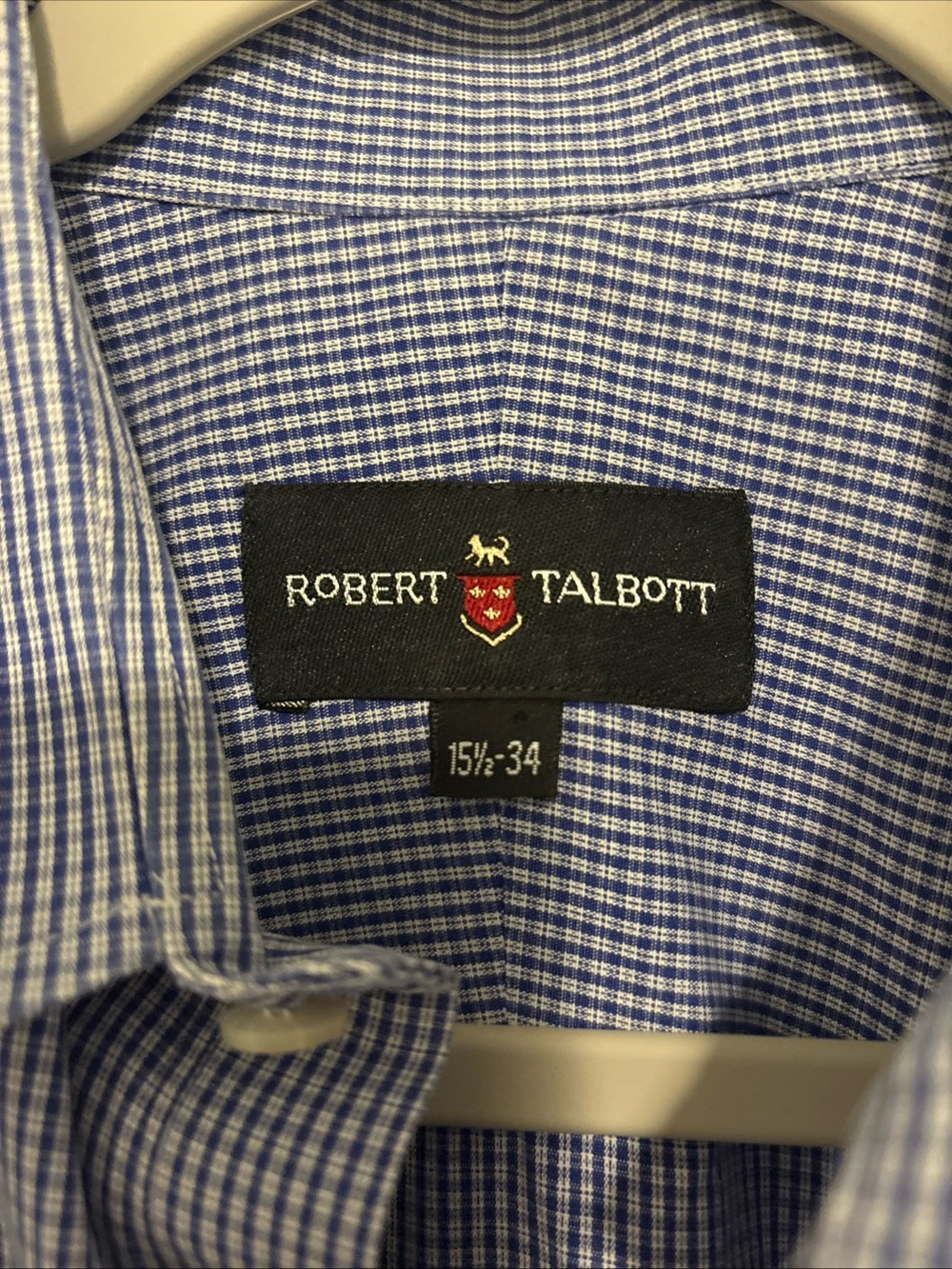 Robert Talbott Men’s Blue Check Dress Shirt Sz 15 1/2 - 34. Tailored